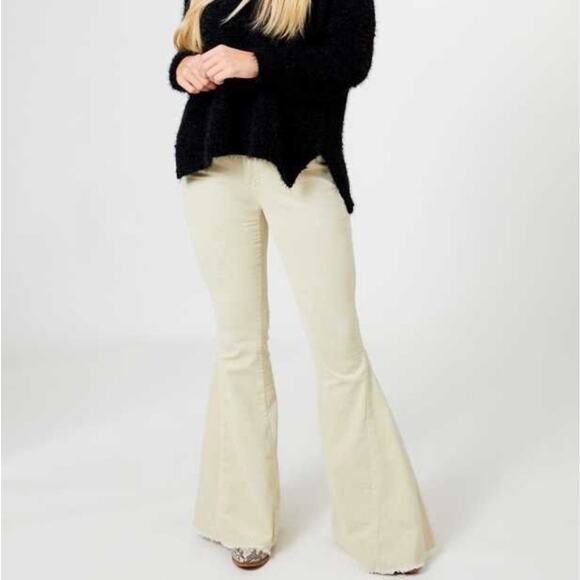 ALTAR'D STATE NWT High Rise Flare Corduroy Pants Beige Size 30 Hippie Fall - Picture 1 of 8